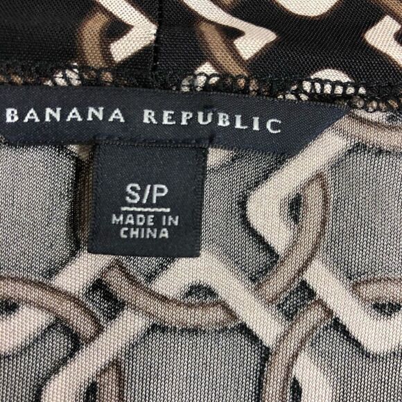 BANANA REPUBLIC Silk Blend Faux Wrap 3/4 Slve Chain Link Fit & Flare Dress SzS - Picture 7 of 8